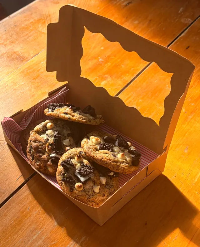 A boxed set of Cookies and Cream cookies.