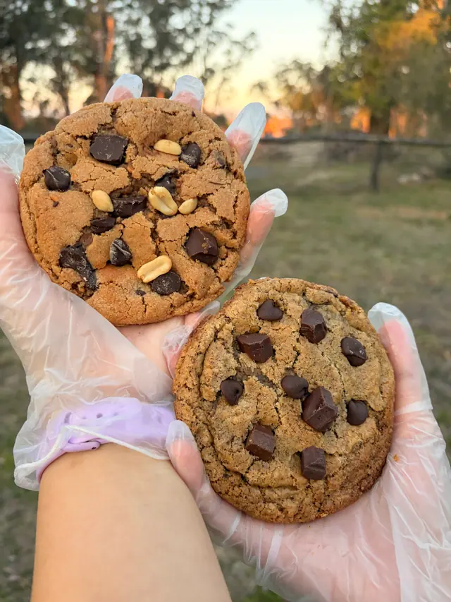 A close-up of Limited Edition_Father's Day cookies held outdoors.